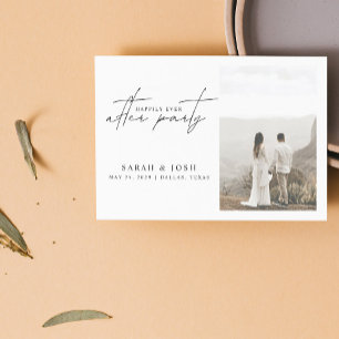 2 Photo Happily Ever After Party Wedding Reception Announcement