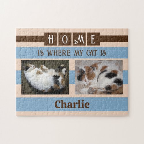2 photo home is cat or dog add name brown jigsaw puzzle