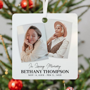 2 Photo In Loving Memory Christmas Metal Ornament