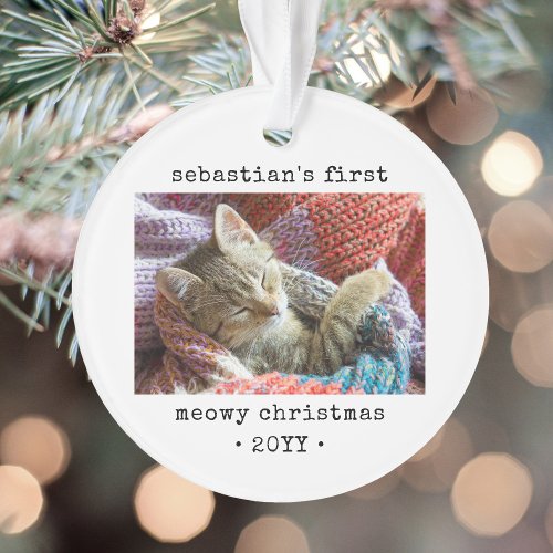 2 Photo Kittens 1st Meowy Christmas Any Text Pet Ornament