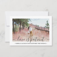 2 Photo Love is Patient Wedding Postponement Save The Date