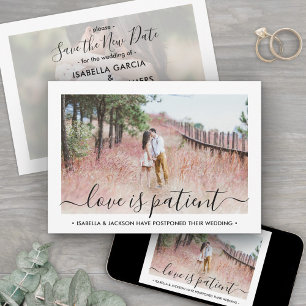 2 Photo Love is Patient Wedding Postponement Save The Date