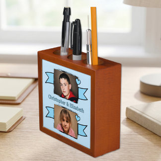 2 photo love you grandma blue desk organizer