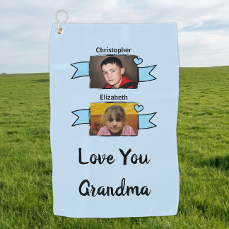 2 photo love you grandma blue golf towel