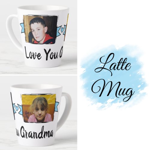 2 photo love you grandma blue latte mug