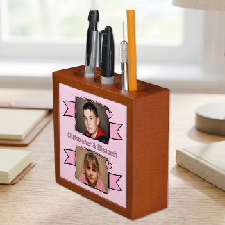 2 photo love you grandma pink desk organizer