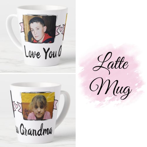2 photo love you grandma pink latte mug