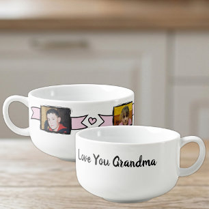 2 photo love you grandma pink soup mug