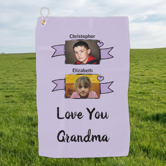 2 photo love you grandma purple golf towel