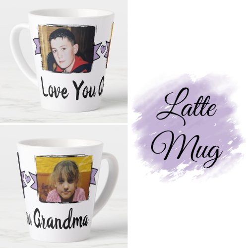 2 photo love you grandma purple latte mug