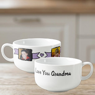 2 photo love you grandma purple soup mug