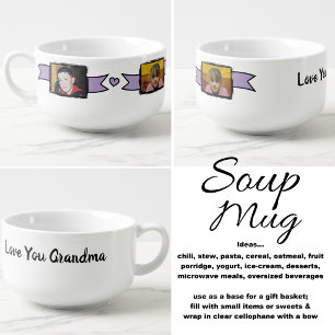 2 photo love you grandma purple soup mug