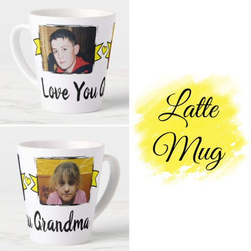 2 photo love you grandma yellow latte mug