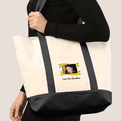 2 photo love you grandma yellow tote bag