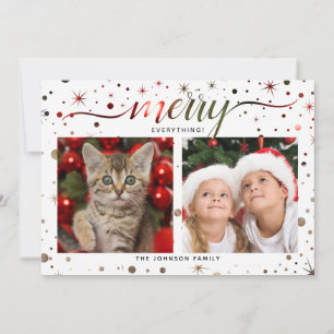 2-Photo MERRY Everything Color Matching Typography Holiday Card