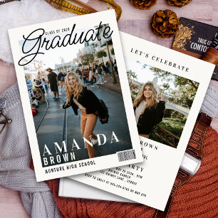 2 Photo Modern Magazine Cover Graduation 2025 Invitation