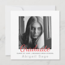 2 Photo  Modern Minimalist Square Graduation