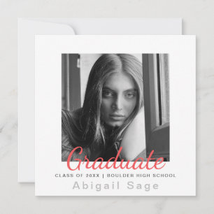 2 Photo Modern Minimalist Square Graduation Invitation