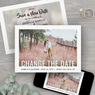 2 Photo Modern Minimalist Wedding Postponement Save The Date