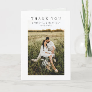 2-Photo Modern Rustic Engagement Folded Letterpress Thank You Card