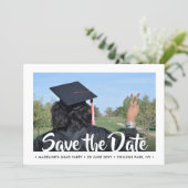 2 Photo Modern Script Graduation Save the Date Invitation (Standing Front)