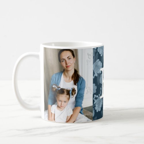 2 Photo  Navy Floral Coffee Mug