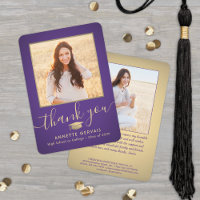 2 Photo New Address Purple Gold Script Graduation