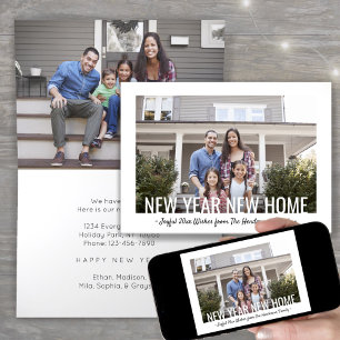 2 Photo New Year New Home Modern Minimalist Moving Holiday Card