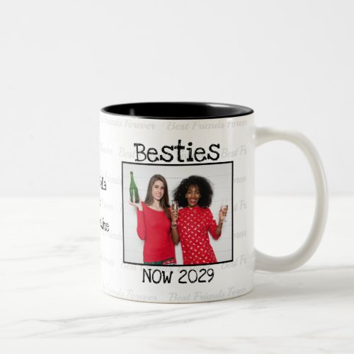  2 Photo NOW AND THEN Besties BFF Two_Tone Coffee Mug