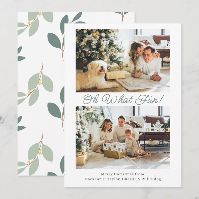 2 Photo Oh What Fun Christmas Holiday Card (Front/Back)