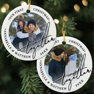 2 Photo Our First Christmas Together Photo Ceramic Ornament