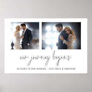 2 photo Our Journey Begins Names Welcome Wedding Poster