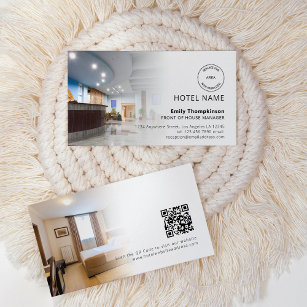 2 Photo Overlay Logo QR Code Hotel Guest House Business Card