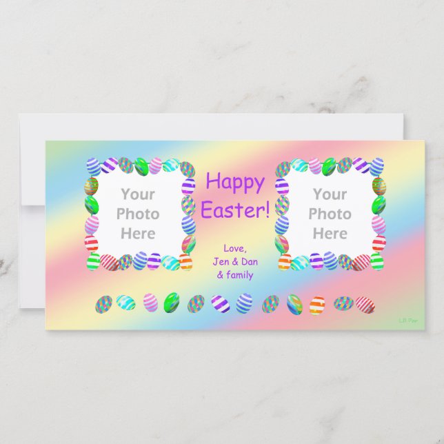 2 Photo Painted Easter Eggs Holiday Card (Front)