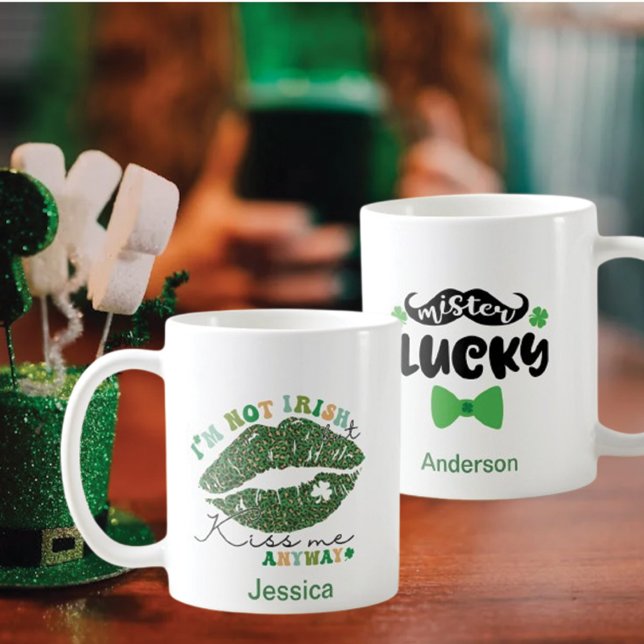 2 Photo Patrick's Day Green Kiss, Me Mister Lucky Coffee Mug (Creator Uploaded)