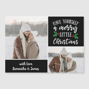 2 Photo Personalized Merry Christmas Magnetic Card