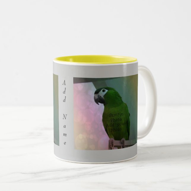 2 Photo Personalized Mug Gray background (Front Right)