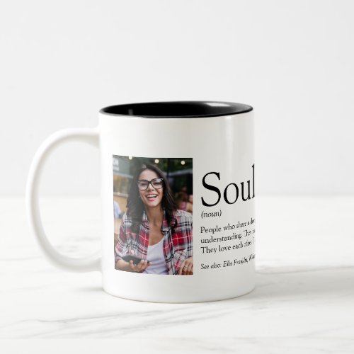 2 Photo Personalized Soulmates Definition Two_Tone Two_Tone Coffee Mug