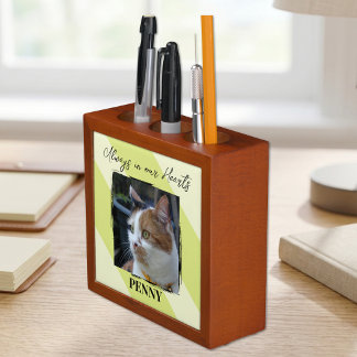 2 photo pet loss forever loved green pen desk organizer