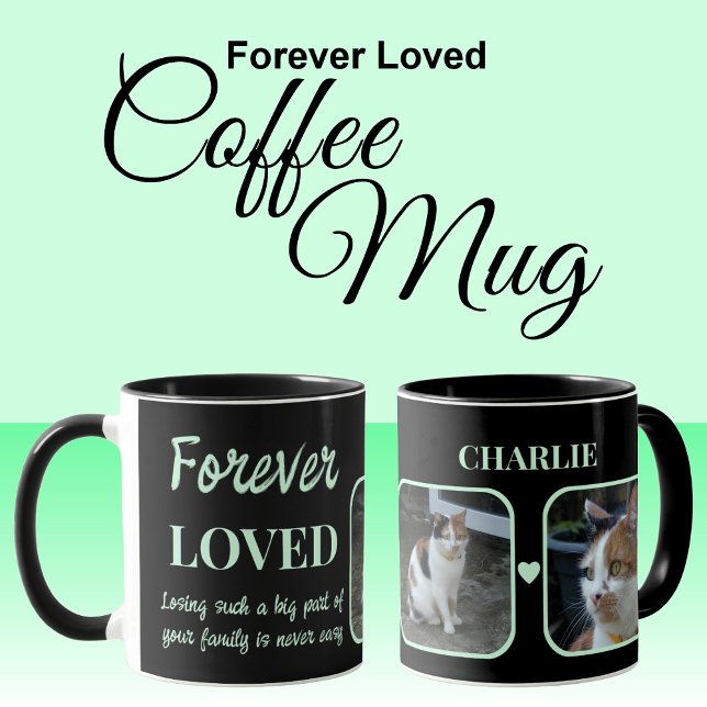 2 Photo Pet Loss Keepsake Memorial black green Mug (Creator Uploaded)