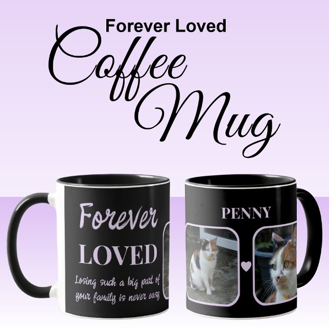 2 Photo Pet Loss Keepsake Memorial black purple Mug (Creator Uploaded)