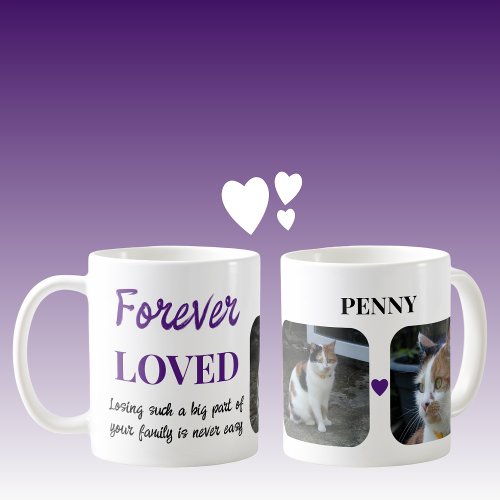 2 Photo Pet Loss Keepsake Pet Memorial purple Coffee Mug