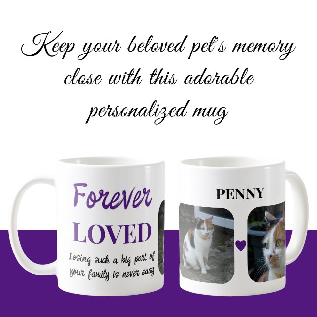 2 Photo Pet Loss Keepsake Pet Memorial purple Coffee Mug (Creator Uploaded)