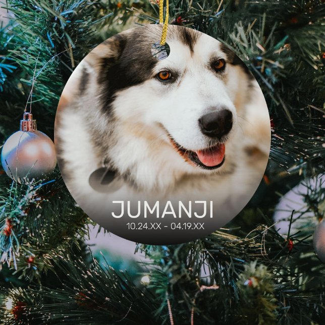 2 Photo Pet Memorial | Christmas Keepsake Ceramic Ornament (Creator Uploaded)
