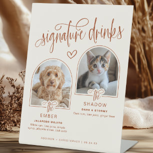 2 Photo Pet Wedding Signature Drinks Pedestal Sign