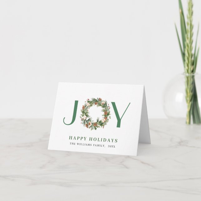 2 PHOTO Pine Cones Wreath Merry Christmas Greeting Holiday Card (Front)