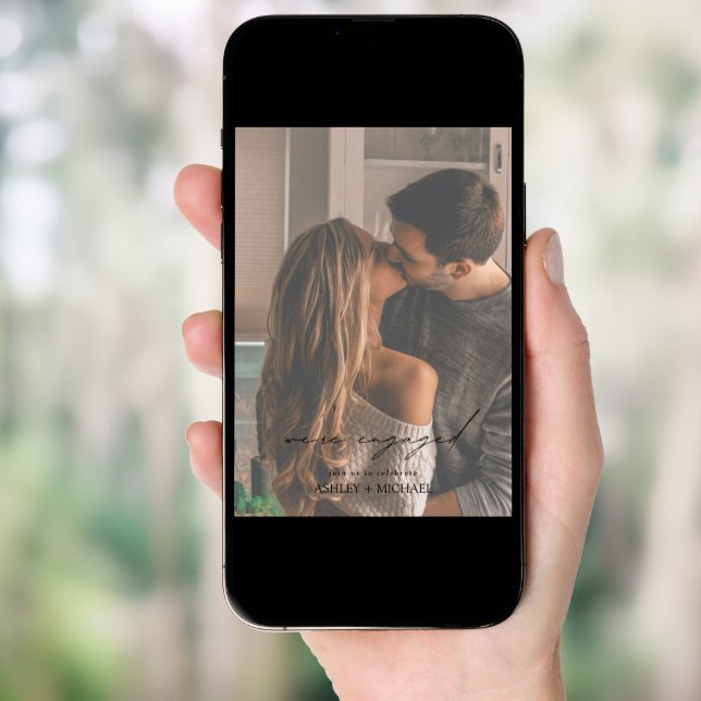 2 Photo QR Code Script Engagement Party Invitation (Front Digital)