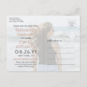 2 Photo Quinceanera Blush Pink Gold Save the Date Invitation Postcard (Back)