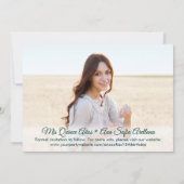 2 Photo Quinceanera Elegant Green and Gold Glitter Save The Date (Back)