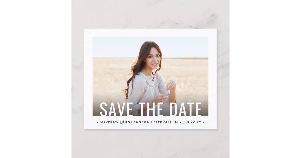 2 Photo Quinceanera Modern Birthday Save the Date Announcement Postcard ...